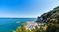 Sea and mountain panorama. Conero national park. Coastline