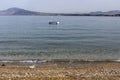 Sea, mountains and boat on a summer day Royalty Free Stock Photo