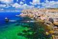 Sea and the mountains of the Great Atlesh on Cape Tarkhankut in Crimea, Ukraine