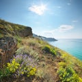 Sea and mountains spring bay Royalty Free Stock Photo
