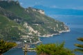 Sea and Mountains view from the Garden of Villa Rufolo, historic center of Ravello, Amalfi Coast of Italy Royalty Free Stock Photo