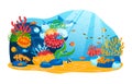 Sea nature, marine ocean tropical underwater wildlife, vector illustration. Fish in summer water, animal at drawing Royalty Free Stock Photo
