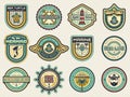 Sea, nautical and beach retro badges. Vector set. Royalty Free Stock Photo