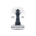 Sea and nautical decoration badge vector illustration.