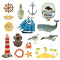 Sea Nautical Decorative Elements Set