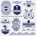 Sea and nautical logos and design elements. Royalty Free Stock Photo