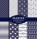 Sea and nautical seamless patterns set.