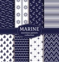 Sea and nautical seamless patterns set.