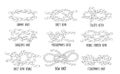 Sea Nodes Monochrome Outline Vector Icons Set. Granny, Fisherman, Surgeons or Bow Knot, Sheet or Double Carrick Bend