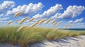 Sea Oats Swaying in the Coastal Wind Under a Blue Sky Royalty Free Stock Photo