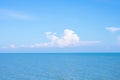 Sea or ocean calm water with blue sky and white clouds. Royalty Free Stock Photo