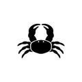 Sea or Ocean Crab, Marine Exotic Seafood. Flat Vector Icon illustration. Simple black symbol on white background. Sea or Ocean