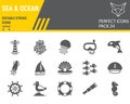 Sea and Ocean glyph icon set, ocean animals collection, vector graphics, logo illustrations, Sea vector icons, marine