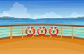 Sea Ocean Landscape Lifebuoy Save Rescue on Cruise Ship Deck Illustration Royalty Free Stock Photo