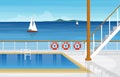 Sea Ocean Landscape Swimming Pool on Cruise Ship Deck Illustration Royalty Free Stock Photo