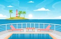 Sea Ocean Landscape Swimming Pool on Cruise Ship Deck Illustration Royalty Free Stock Photo