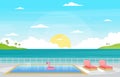 Sea Ocean Landscape Swimming Pool on Cruise Ship Deck Illustration Royalty Free Stock Photo