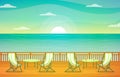 Sea Ocean Landscape View Table Chair on Cruise Ship Deck Illustration Royalty Free Stock Photo