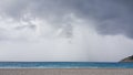 Sea ocean myrthos beach storm rain clouds Royalty Free Stock Photo