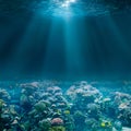 Sea or ocean seabed with coral reef. Underwater view.