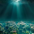 Sea or ocean seabed with coral reef. Underwater view.