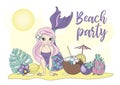 Sea Ocean Tropical Summer Vector Colorful Illustration BEACH PARTY