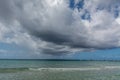 Sea or ocean water with blue sky and dramatic clouds Royalty Free Stock Photo