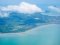 Sea Ocean Water Island Mountain Cloud Sky Background Top View Travel Drone Airplane Beautiful Summer Tropical Nature Fresh Shore Royalty Free Stock Photo