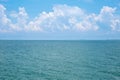 Sea or ocean water wave with blue sky white clouds. Royalty Free Stock Photo