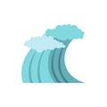 Sea or ocean wave icon, flat style Royalty Free Stock Photo