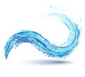 Sea and ocean waves, blue paint blot, splashes, drops Royalty Free Stock Photo