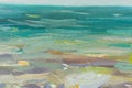 Sea oil painting. Abstract turquoise seascape. Impressionism, plein-air sketch, fragment