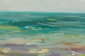 Sea oil painting. Abstract turquoise seascape. Impressionism, plein-air sketch, fragment