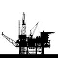 Sea oil platform icon - rig platform silhouette, gas and petroleum boring tower Royalty Free Stock Photo