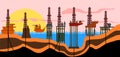 Sea oil-production derrics Royalty Free Stock Photo