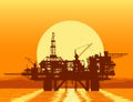 Sea oil rig. Offshore drilling platform.