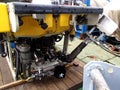 The Sea of Okhotsk / Russia - May 18 2013: Remotely operated vehicle ROV equipped to get samples of the sea bottom for science e