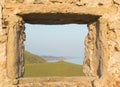 The sea by old window . Royalty Free Stock Photo