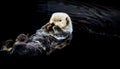 Sea otter floating in the water