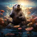 Sea Otter On Land Royalty Free Stock Photo