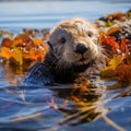 Ai Generated illustration Wildlife Concept of Sea Otter Pup Royalty Free Stock Photo