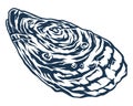 Sea oyster monochrome detailed emblem