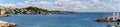 sea panorama of the Mallorca shore with boats and the entrance to the bay