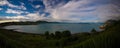 Sea panoramic view to Valbukta, Austvagoy, Lofoten, Norway