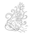 Sea pattern with crayfish. Crab in a shell. Summer. Print. Coloring Book. Vector illustration