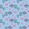 Sea Pattern FISH Color Vector Illustration Paper Colorful Birthday Wedding Magic Picture Scrapbooking Royalty Free Stock Photo