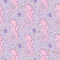 Sea Pattern SEA HORSE Color Vector Illustration Paper Colorful Birthday Wedding Magic Picture Scrapbooking Baby Book Digital Print Royalty Free Stock Photo