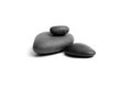 Sea pebble. Group of smooth grey and black stones. Pebbles isolated on white background Royalty Free Stock Photo