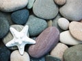 Sea pebble stones and starfish Royalty Free Stock Photo