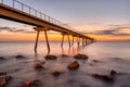 The sea pier of Badalona before sunrise